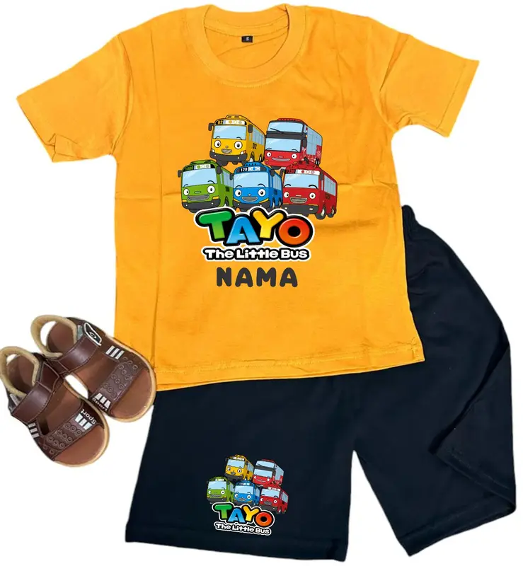 BAJU KAOS ANAK STELAN BUS TAYO FREE NAMA 3-10 TAHUN 4