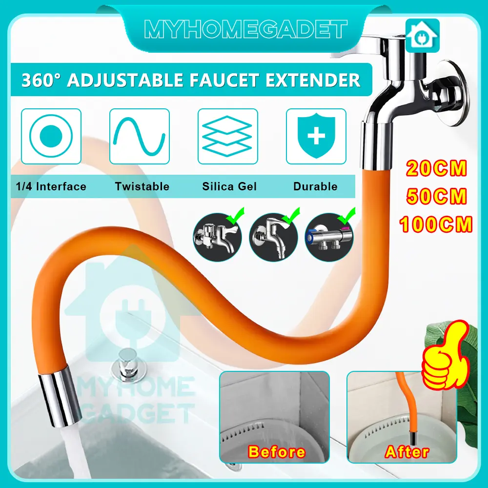 Universal Faucet Extension Extender 360°Free Bending Flexible Hose Pipe Tube Water tap Extension Flexible Hose Extender Pipe Universal Adapter Anti Splash Faucet Sprinkler Water Tap Extension Hose Pipe Adapter Anti Splash Faucet Sprinkler