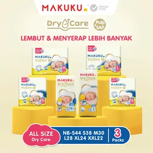 [2 - 3 PACK] MAKUKU Diapers Dry Care NB/S/M/L/XL/XXL Popok Bayi Berkualitas