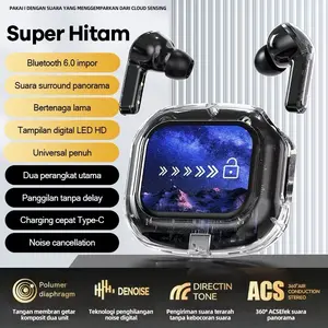 TechNest AI Earbuds STEREO Sound Bluetooth Speaker TWS Q20 Earphone Smart AI Touch Screen Wireless Speaker High Quality Sound Surround Sound AI Translation for All Device Compatible Wireless Speaker