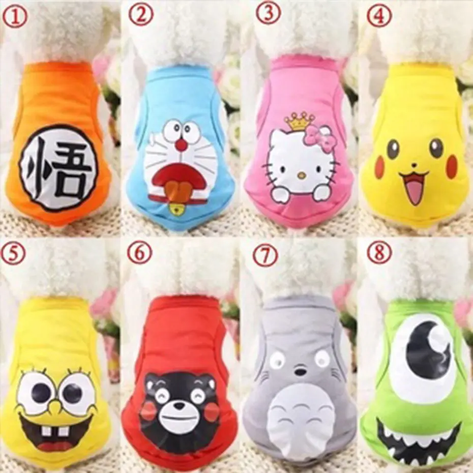 Dog Clothes Cartoon Cat T-shirt Puppy Summer Vest  Dog Shirt Pet Clothes XS-XXL
