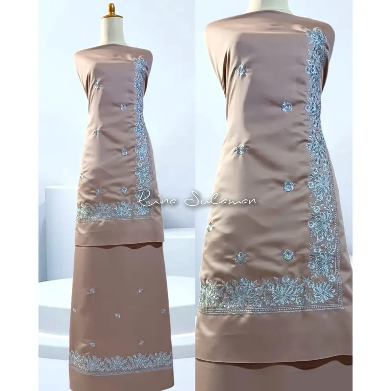 bahan baju kurung motif songket bunga samping 4