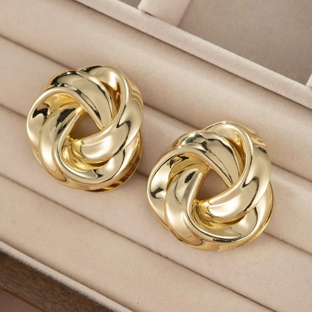 Women's Gold Personalized Fashion Earrings, Exaggerated and Distorted Abstract Lines, Elegant and Personalized Jewelry for Girls, Essential Accessories for Beach Parties, Exquisite Birthday Present