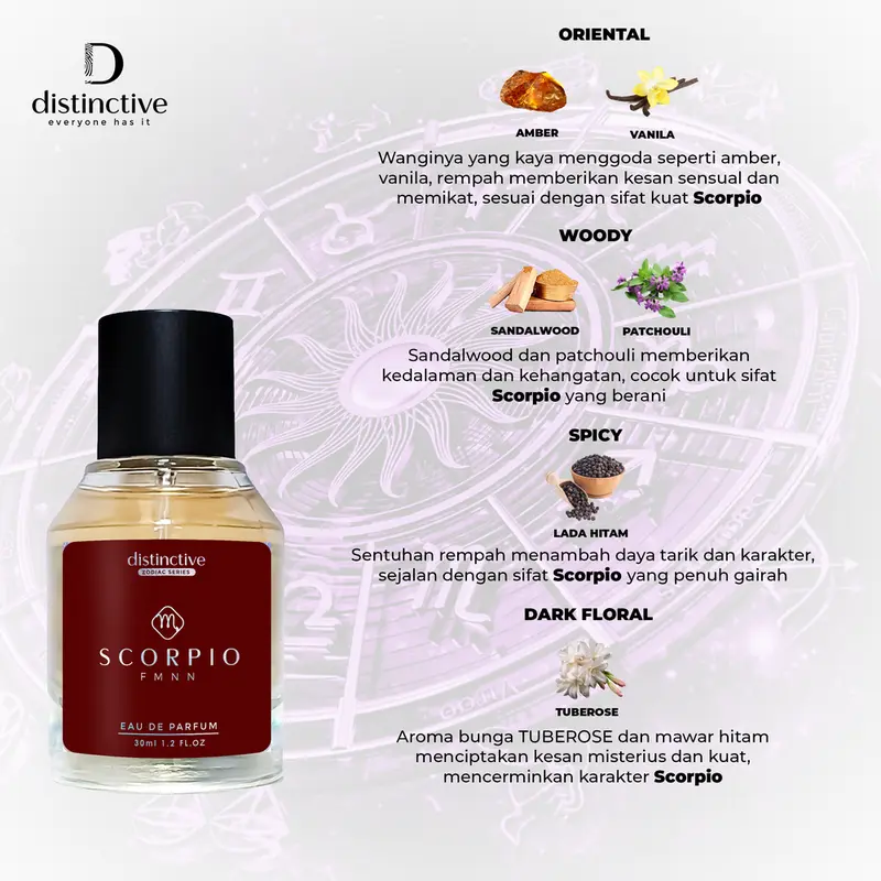 DISTINCTIVE - Parfum Wanita Zodiak SCORPIO Perfume Cewek Tahan Lama 1