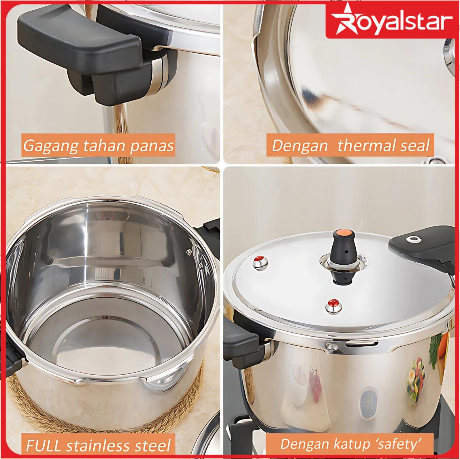 [COD] Royalstar Panci Presto Pressure Cooker 4 8 12 Liter Bahan Stainless Steel Anti Karat Memasak Jadi Lebih Cepat dan Mudah Panci Presto Premium Kitchenware