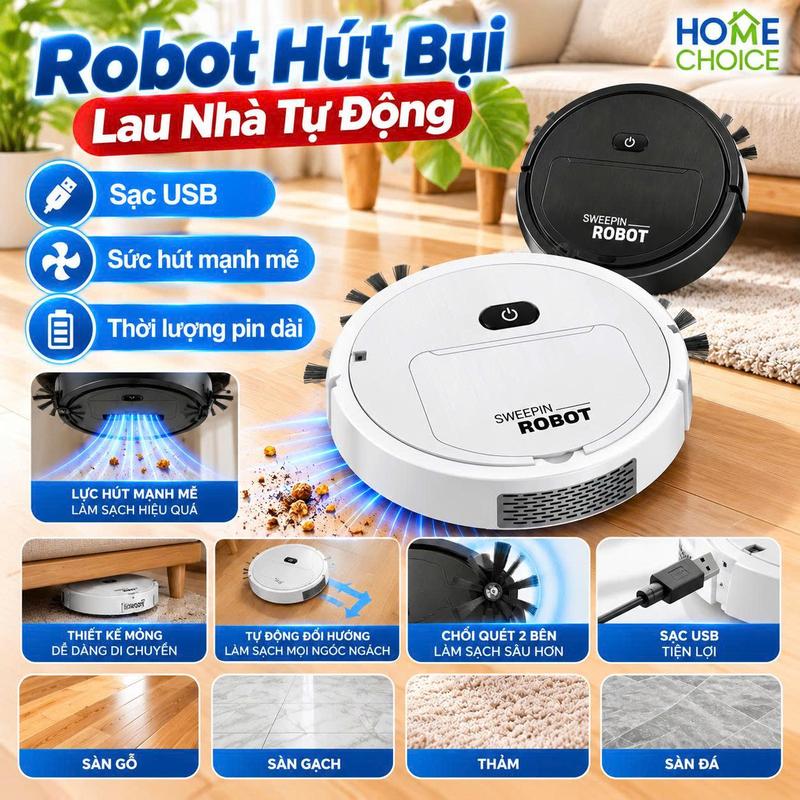 (XẢ KHO)Robot hút bụi SWEEPIN thông minh nhỏ gọn làm sạch mọi ngóc ngách trong nhà của bạn