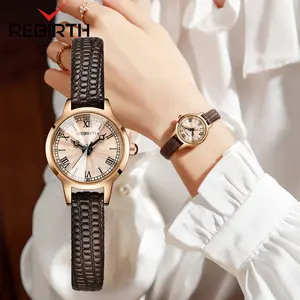 【003Harga telah diganti, cepat beli】REBIRTH Jam Tangan Wanita Korea Antik Panggilan Mini Anti Air Tali Kulit Jam Tangan Cewek  RE2061
