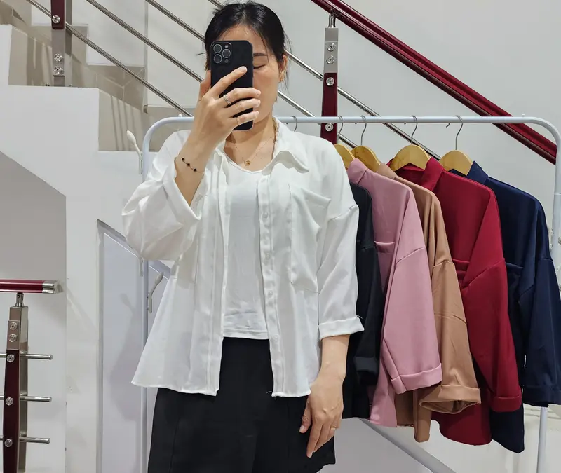 Baju Kemeja Oversize Sakila Atasan Wanita Hijab Muslimah Casual Shakila,Top,Dewasa Cod 6