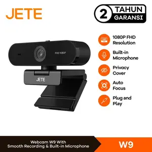 JETE Webcam JETE W9 1080p FHD Full HD with Privacy Cover 360° Rotation View - Garansi 2 Tahun
