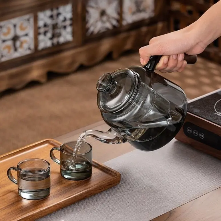 Ấm Trà Tự Động, Mới, Bơm Nước Và Sưởi Ấm Bằng Điện, Thích Hợp Để Nấu Trà, Sưởi Ấm Nước, Làm Bằng Gỗ Đào, Thủy Tinh Hoàn Toàn, Dung Tích Lớn, Được Cấp Bằng Sáng Chế, Thích Hợp Cho Các Dụng Cụ Pha Trà 2