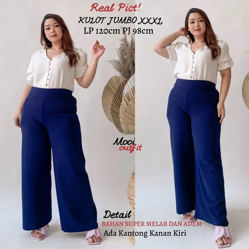 CELANA KULOT JUMBO BAHAN KULIT JERUK - KULOT CREPE JUMBO Karet Lembut Melar 4
