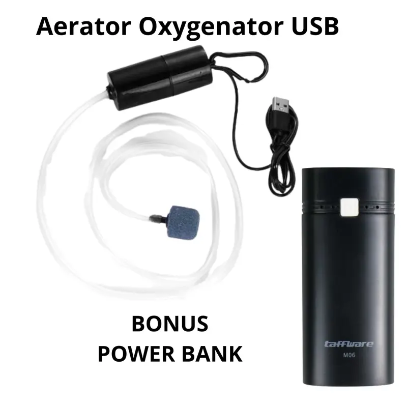 1 Set Aerator Serba Guna Plus POWER BANK 9.900 mah Siap Pakai Cocok untuk AQUARIUM Umpan Udang hidup mancing 0