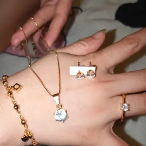 Set Perhiasan Wanita Dewasa Titanium Permata Satu Lapis Emas 24k