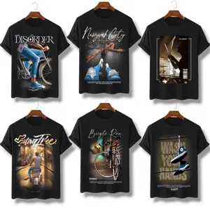 KAOS KHUSUS HiTAM PAKET HEMAT isi 6Pcs untuk Anak Remaja & Pria Dewasa Motif Random Bahan Spandex PE 24S Crew Neck Lengan Pendek Ukuran M L XL XXL