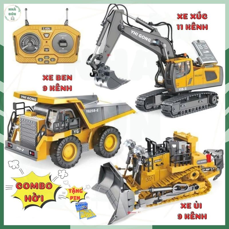 Đồ Chơi COMBO HỜI Xe Điều Khiển Công Trình Các Loại Xúc 11 Kênh Ben 9 Kênh Ủi 9 Kênh Toy Pin Xe Ben M49 M50 M51 M52