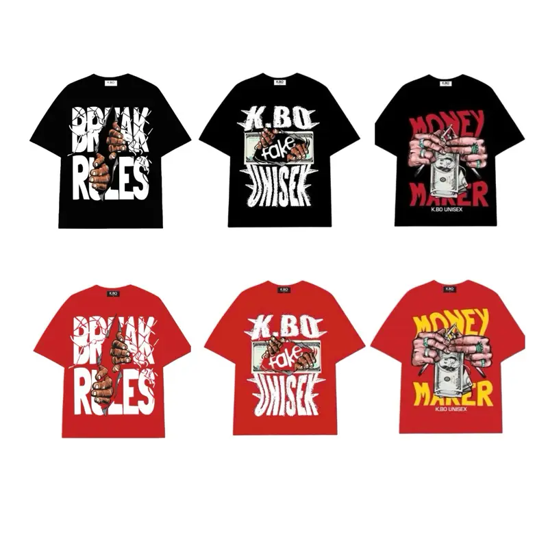 BREAK RULES x K.BO Áo Thun Nam Nữ Unisex Form Rộng Cổ Tròn Chất Liệu Thun Dày Co Giãn