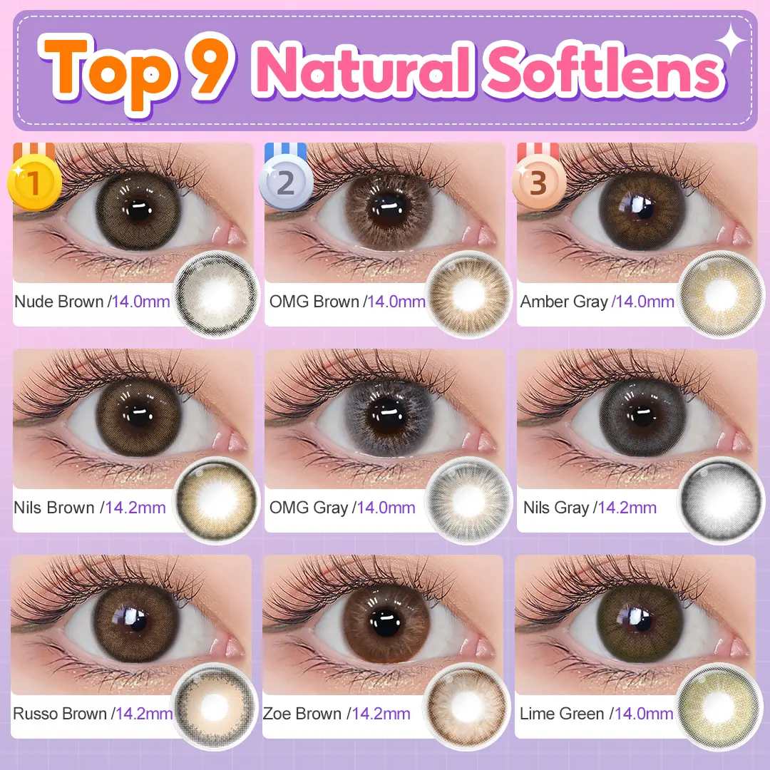 【Top Sale & Banyak Warna】Magister Softlens DIA 14/14.2mm Cokelat Normal Brown Lens Kontak Minus 0.00 Abu-abu Russian Gray Lensa with Case