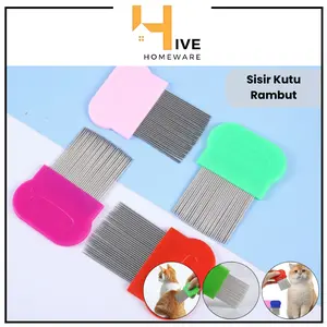 HIVE Sisir Kutu Kucing Anjing - Sisir Kutu Serit Sisir Kutu Mini Serit Stainless Multifungsi Anti Ketombe Kutu Rambut untuk Manusia & Hewan