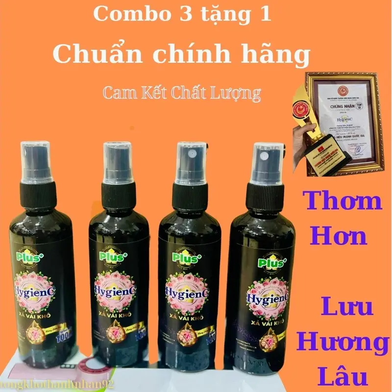 [ COMBO 5 TẶNG 1 ] Chai Xịt Xả Vải Khô HygienC Plus 100ml/Chai Lưu Giữ Hương Thơm Bền Lâu Trên Quần Áo 2