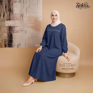 SYAKIRA - GAMIS JUMBO Bahan Crinkle Airflow Premium Adem Dingin Jatuh Hiasan Payet Diamond Swarovsky LD 130-140 XXL- XXXL 