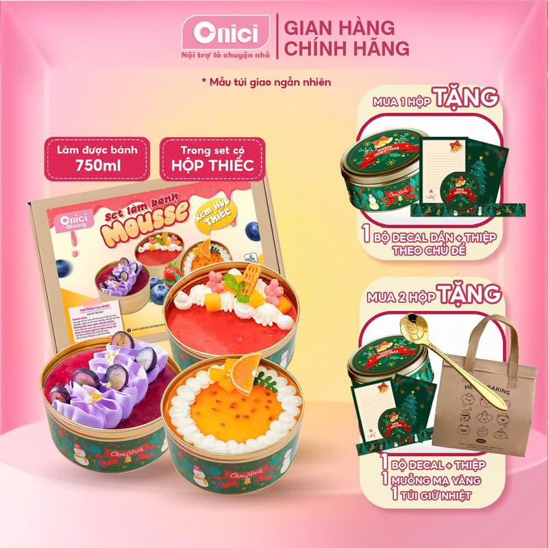 Set làm bánh mousse trái cây HỘP THIẾC nguyên liệu nấu thành phẩm 750ml bánh Bếp Của Mẹ ONICI - Kèm công thức nấu