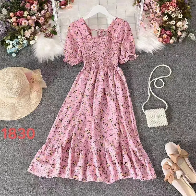 Korean puff sleeve maxi dress - One size  small to large