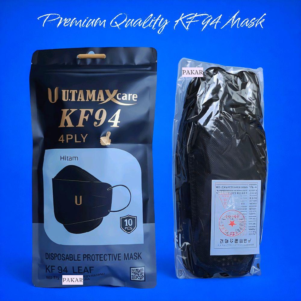 Masker KF94 Premium U-TAMA / Masker Anti Polusi / Masker Kesehatan Warna Cowok - hitam
