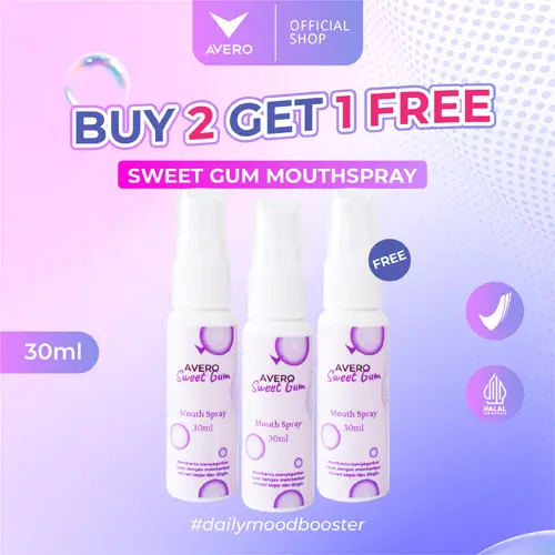 Avero Penyegar Mulut BPOM  & Halal 30ml - Sweet Gum Mouth Spray Buy 1 Free 1 1