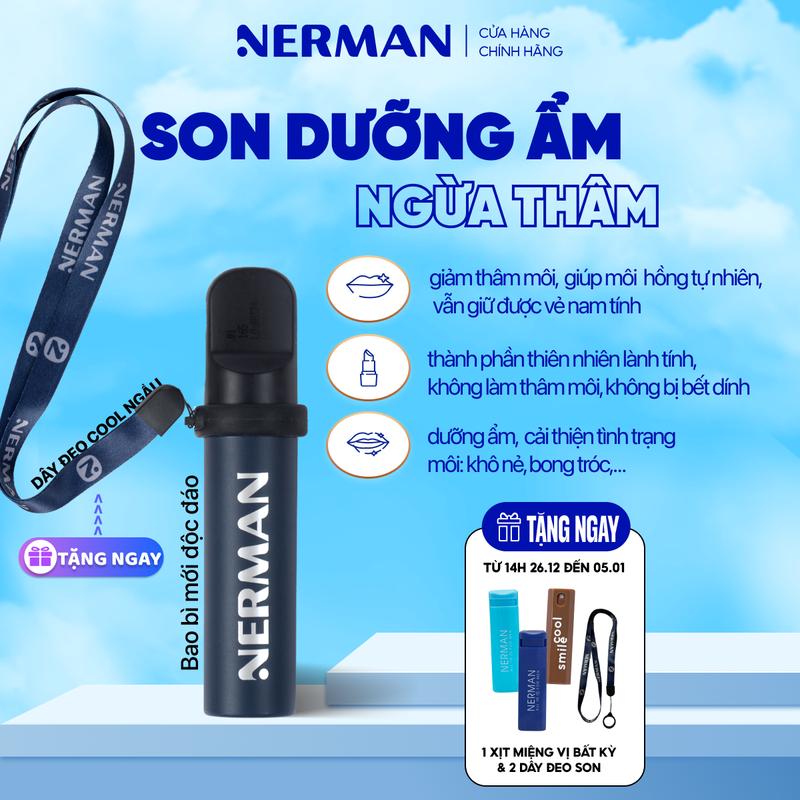 Mua 1 tặng 1 Son dưỡng cho nam Nerman dưỡng ẩm môi giảm nứt nẻ không bết dính Men in Black 4g Skincare Massage tặng 1 dây đeo cool ngầu