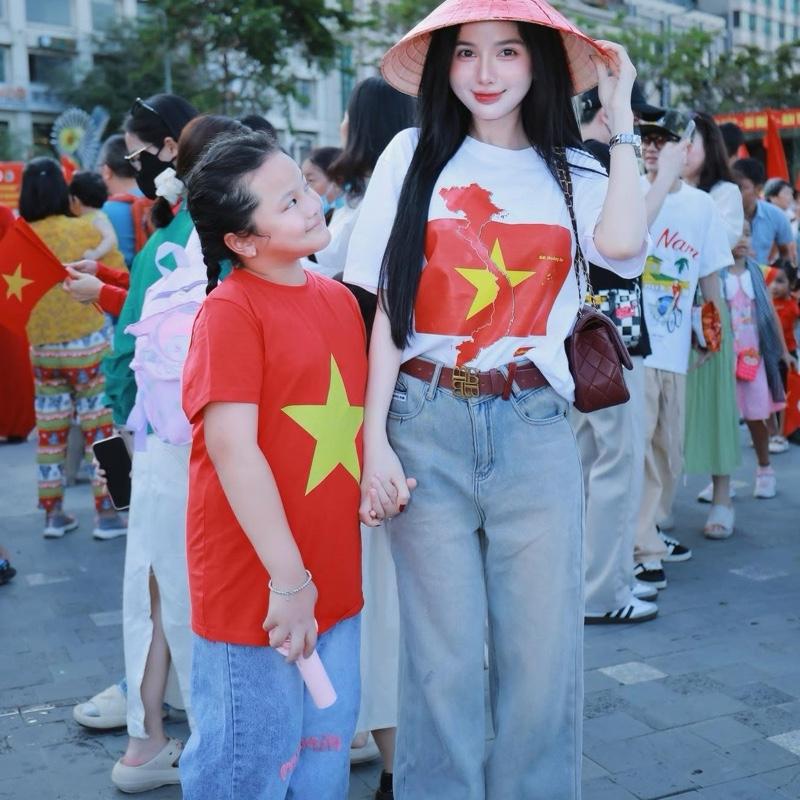 Áo thun  Việt Nam cờ đỏ sao vàng  ngực 8-85kg , áo phông gia đình , kid_genz 1