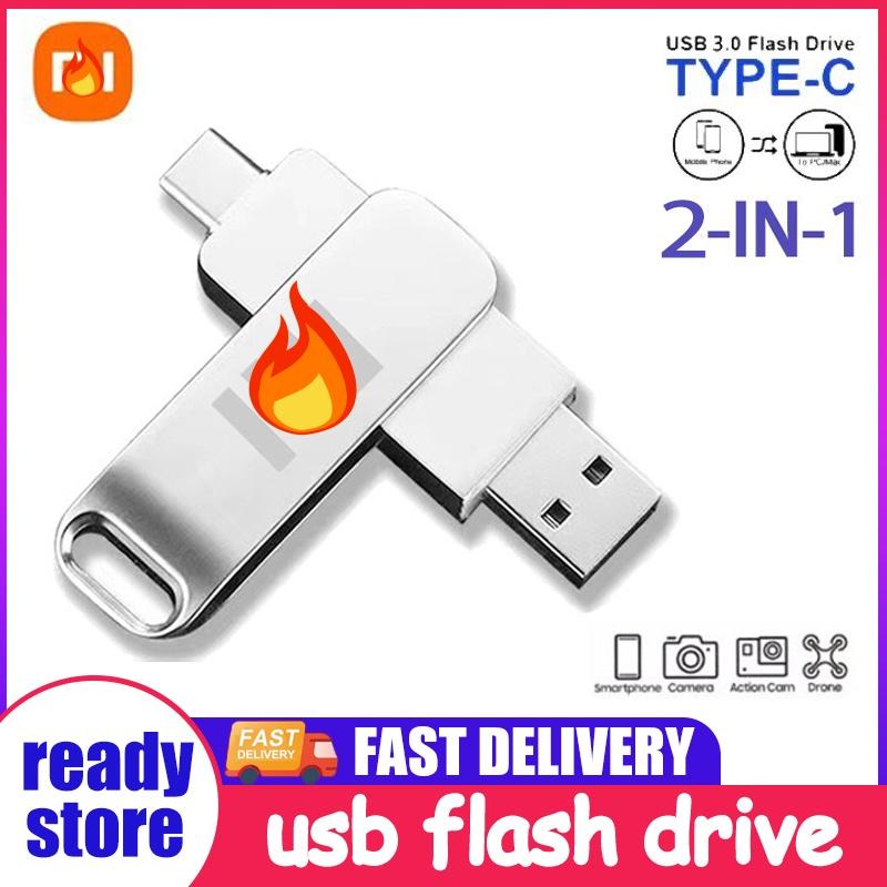 TYPEC Flashdisk OTG USB 3in1 Kecepatan Tinggi Driver Flash Logam USB 256gb 512gb 1tb 2tb USB Flash Drive Untuk Hp/Komputer Android Dan Perangkat Lainnya Storage 0
