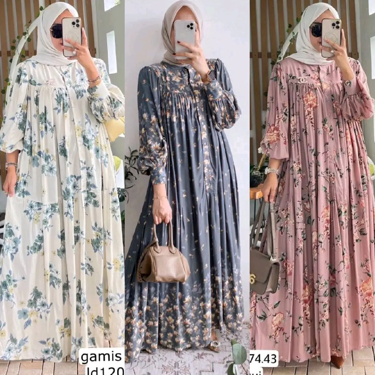 GAMIS RAYON DIAMOND ZASKIA DRESS, MECA DRESS,  RAYON DIAMOND IMPORT BUSUI LENGAN BALON MUAT JUMBO Gamis Kancing