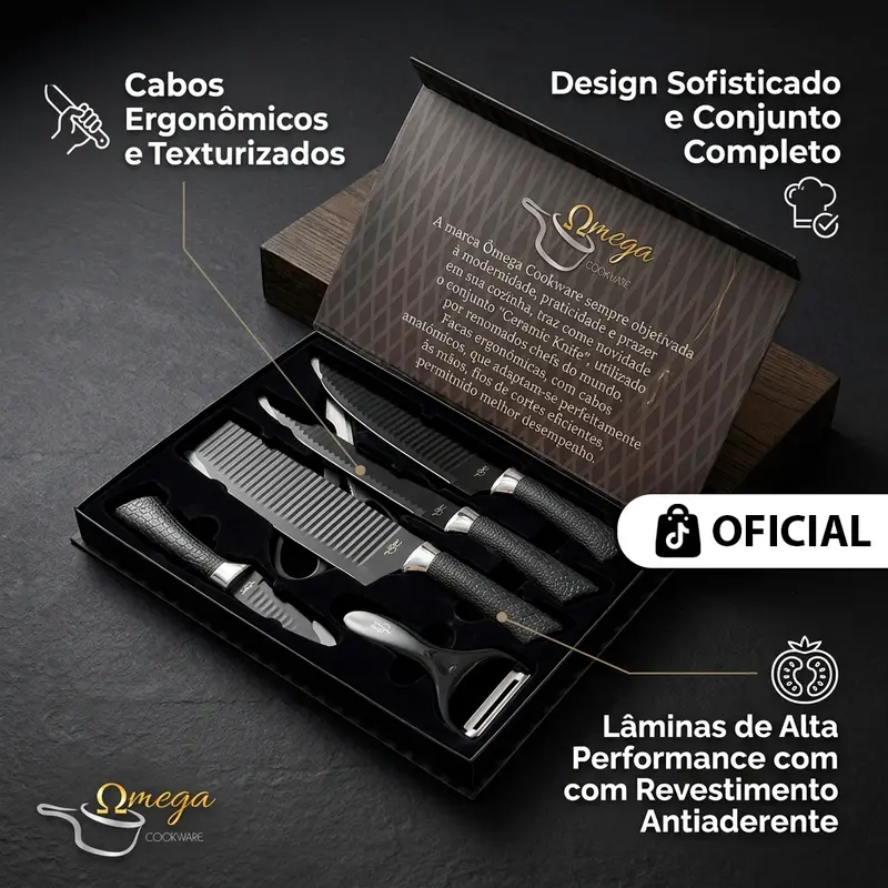 Jogo De Panela Omega Cerâmica Premium 20 Peças - Antiaderente