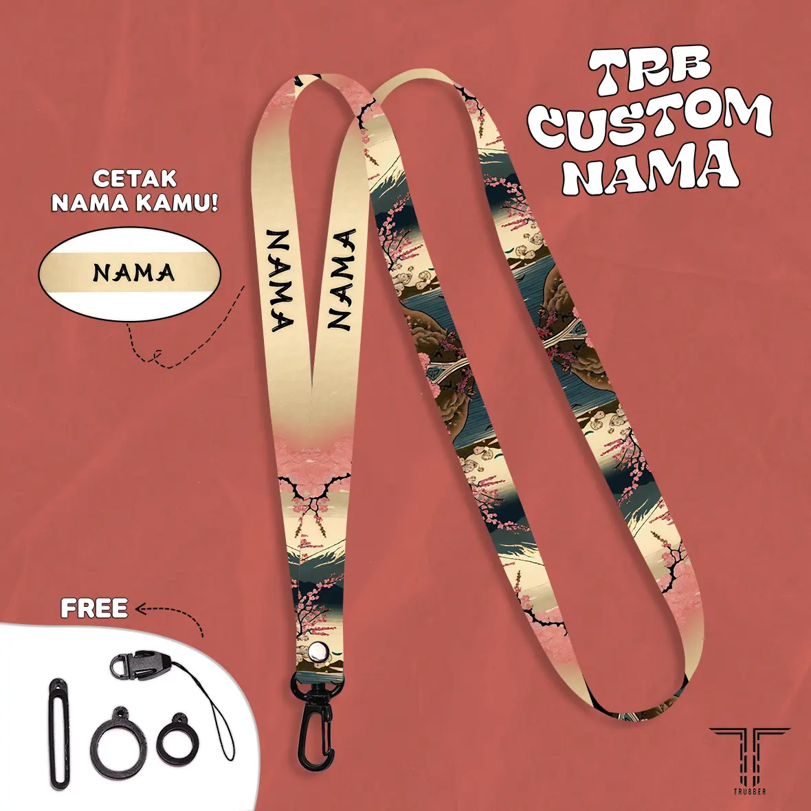 Lanyard Custom Nama Trubbershop Gantungan Lanyard Holder Free Oring Tali Gantungan Hp Lucu Printing 2 Sisi
