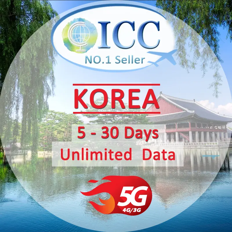 ICC SIM Card - Korea 5-30 Days 5GB/8GB/10GB/15GB + Unlimited Data