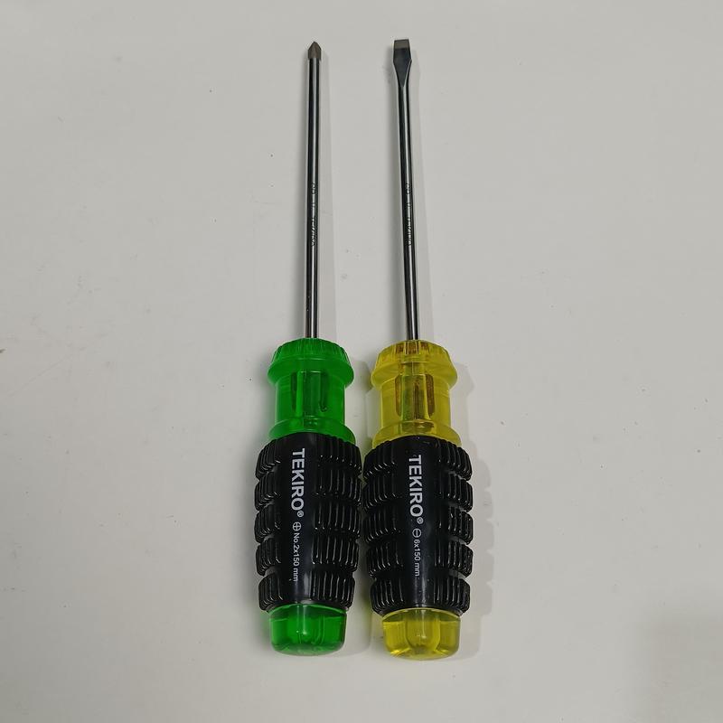 TEKIRO Obeng Gagang Karet Plus (+) Minus (-) Hijau Kuning Panjang ...