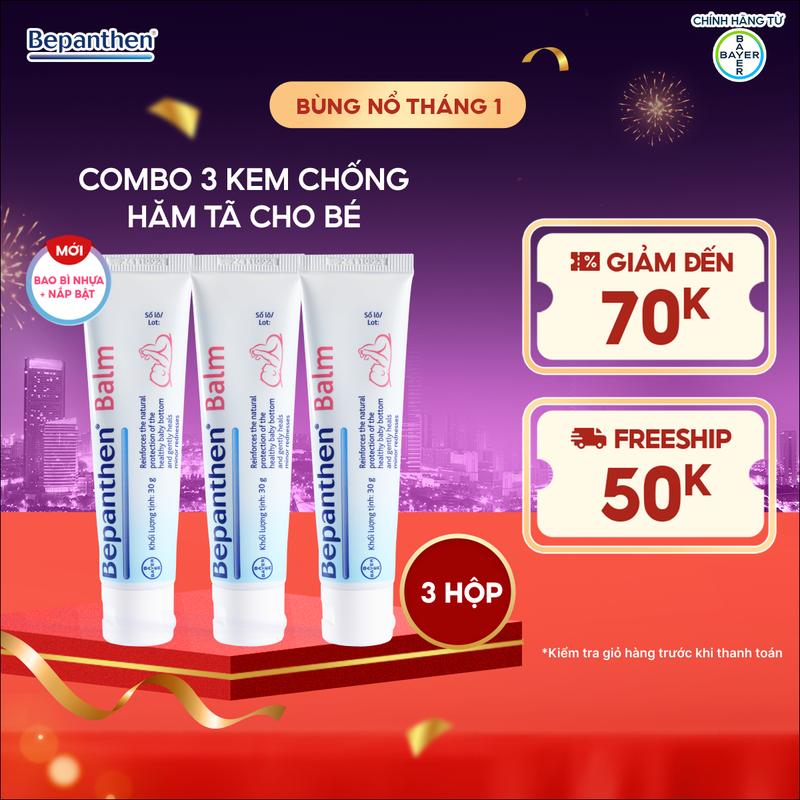   Kols  Combo 2 3 4 tuýp kem chống hăm Bepanthen Balm dạng kem mỡ 30g tuýp 