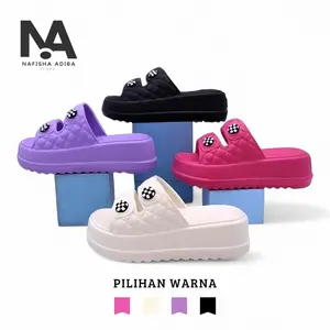 Sandal Anak Perempuan Selop Slip On Motif Kancing Korea Cewek Kekinian Style Slop sandal  wanita 10–12