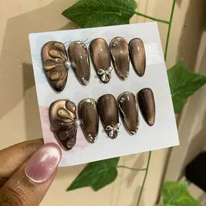 Pres On Nalis Coklat  Mahogany Cat eye