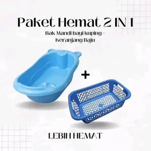 bak mandi bayi & kursi mandi newborn 1 set bak mandi bayi RPM kuping + keranjang baju bathtub duduk paket dan jemuran 0-3 bulan random jolang