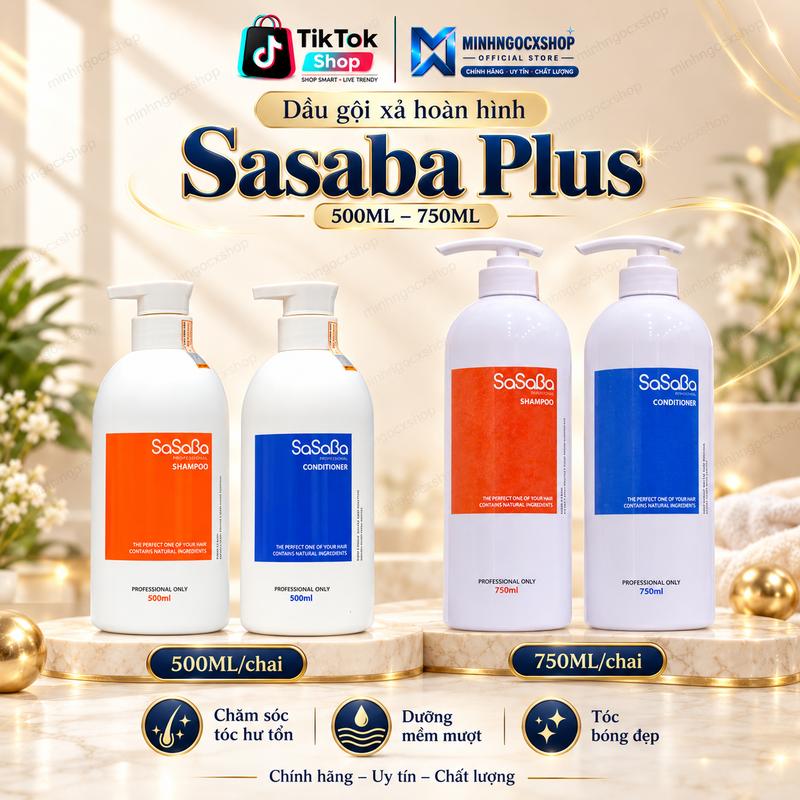 Dầu gội xả hoàn hình Sasaba Plus 500ml - 750ML – Hỗ trợ phục hồi, dưỡng mềm mượt tóc hư tổn