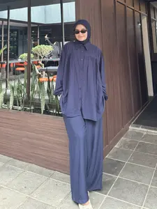 Helda's Collection - Setelan Celana Bianda Bahan Rayon Twill Polos Kancing