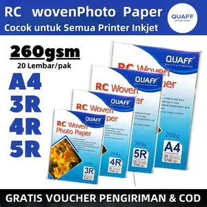 Quaff RC Woven Photo Paper 260gsm 20 Lembar [A4/5R/4R/3R] - Kertas Foto Resin Tahan Air & UV, Cetak Tajam 5760dpi, Cocok Printer Inkjet - GRATIS ONGKIR+COD!​