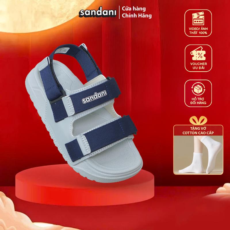 [CÓ SIZE NAM] NÊN TĂNG 1 SIZE Giày Sandal Nam Nữ Quai Ngang Đế Êm Chống Trơn, Dây Dù, S1 CÁ VOI XANH 36-43 - Sandani