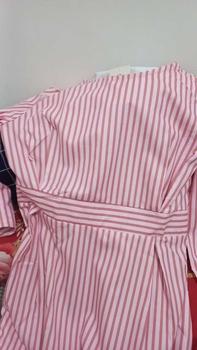 Product Review of LUXME 【ready stock】 Gaun Wanta Rok Panjang Lengan Panjang Lipatan Bergaris Warna Pink from m**5 0