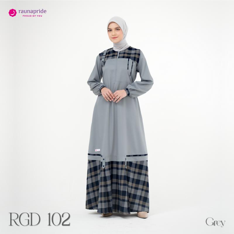 Raunapride - Baju Muslim - Gamis Dewasa 102 Dress Wanita Grey Navy 1