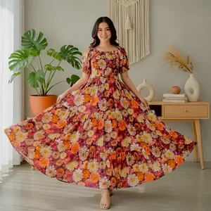 DRESS LENGAN PENDEK MOTIF 3 Dimensi