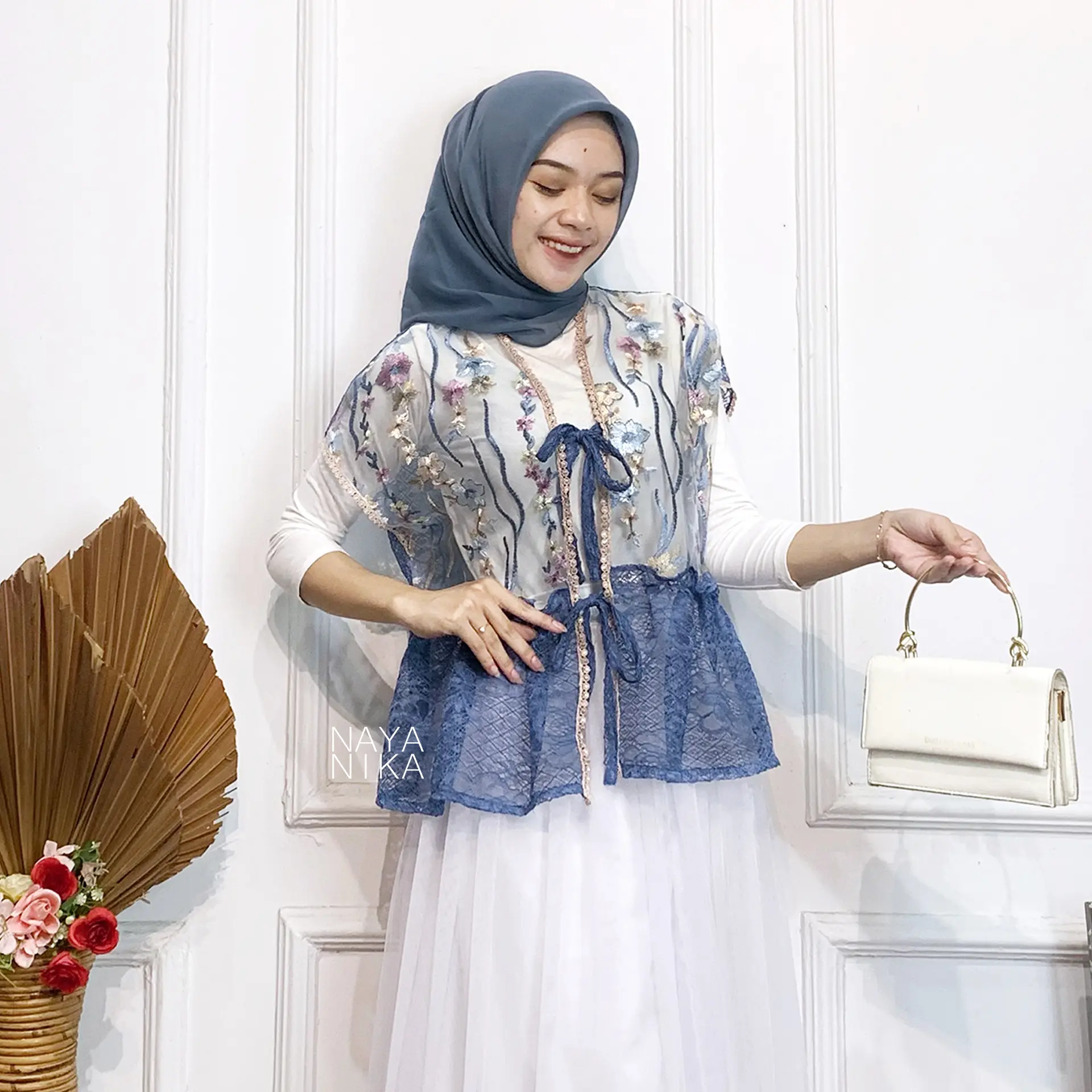 NAYANIKA BATIK - Rompi Wanita Kekinian ABELA Vest Tulle Garden Mix Brukat Halus Rompi Tali Terbaru OOTD Cewek 2025 Oneset Rok Tutu 2 Layer Tebal Halus Mix Vest Kondangan