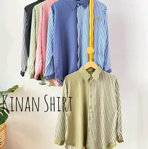 Kinan Shirt kemeja rayon mix polo linen kemeja salur