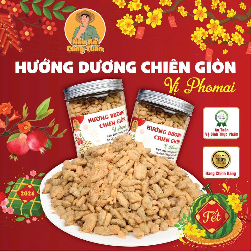 ComBo Hướng Dương Chiên Giòn Tẩm Vị Phô Mai  Giòn tan  Thơm Lừng Vị Phô Mai - Phù hợp ăn chơi  ăn vặt  tiếp đãi bạn bè ngày tết 